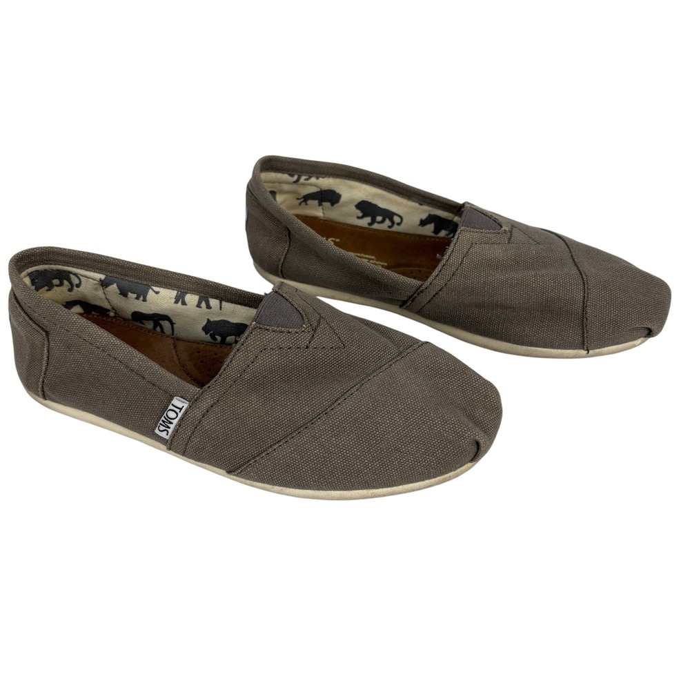 TOMS Classic Canvas Slip On‎ Shoes Women's 6 Neutral Taupe Gray Comfort Flats